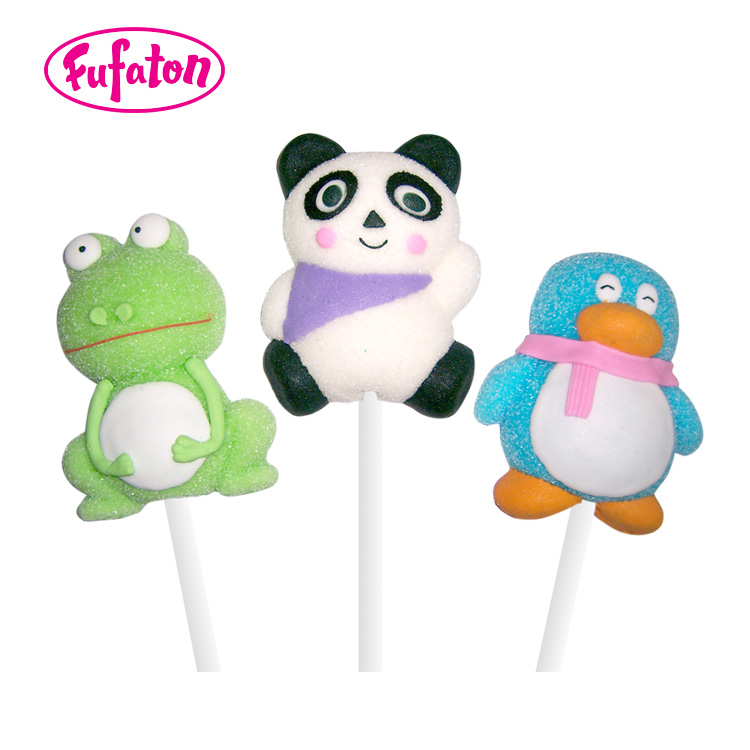 Exotic Animal Panda shaped marshmallow candy Lollipops