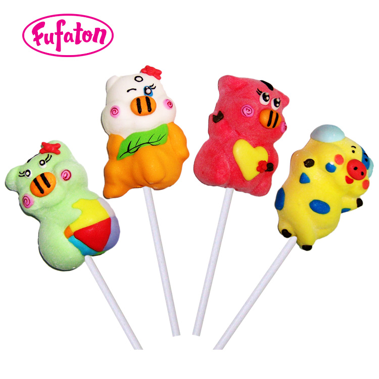 25g Pig shaped marshmallow lollipop candy