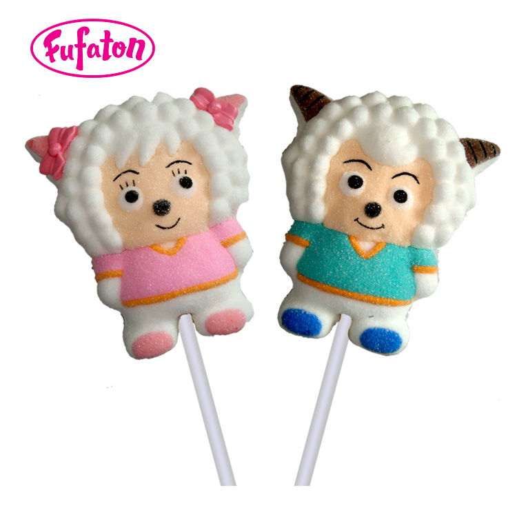 Cartoon shaped sheep marshmallow lollipop candy
