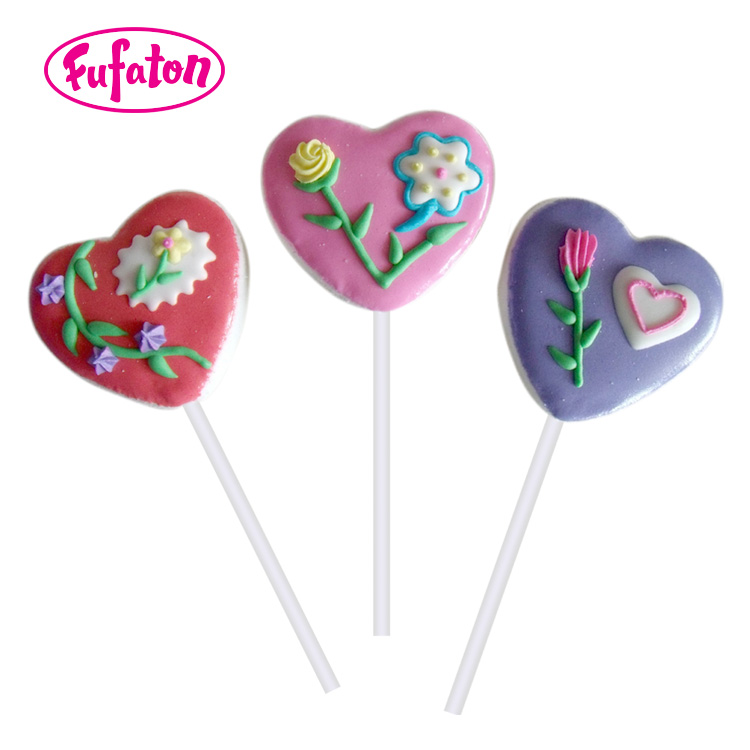 35g Hand decorated Heart shaped Marshmallow Candy Lollipop