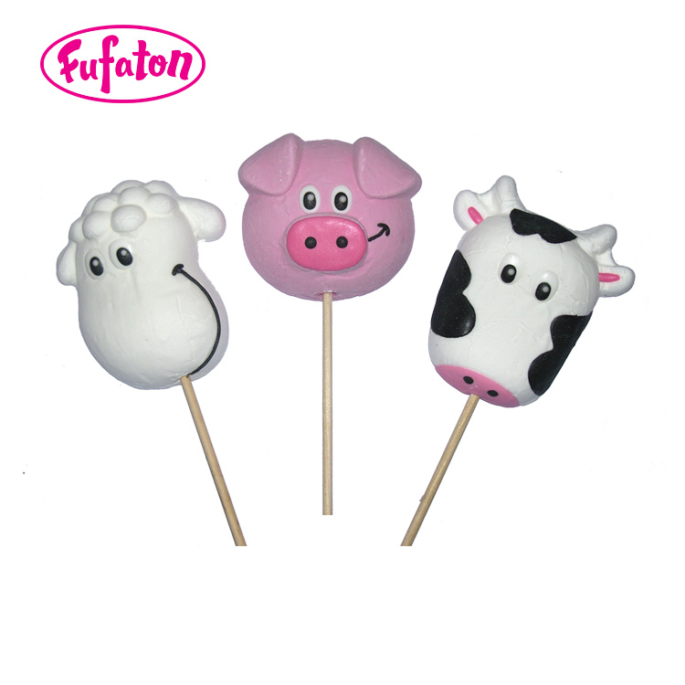 45g Farm Animal Shaped Marshmallow Lollipop Candy