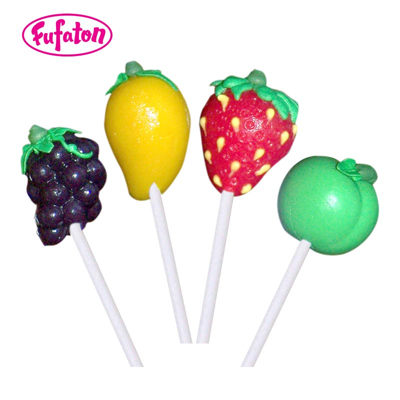 Mix Fruit Apple Grape Strawberry Mango Shaped Lollipop Candy