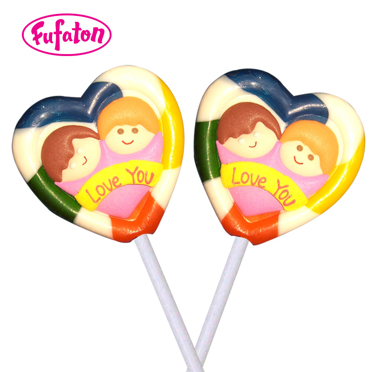 Valentine hard lollipop with heart shape