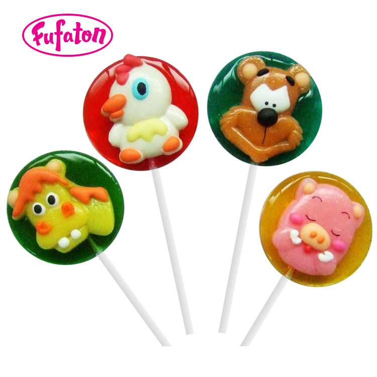 28g Candy lollipop with animal shaped decoration
