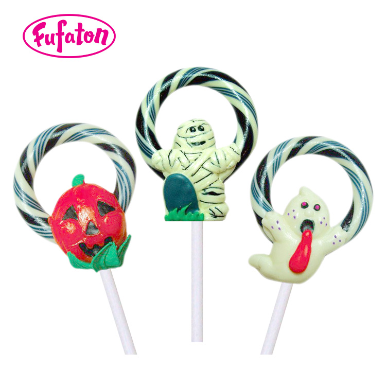 Handmade Cartoon Halloween Lollipop Candy with Wreath Decoration