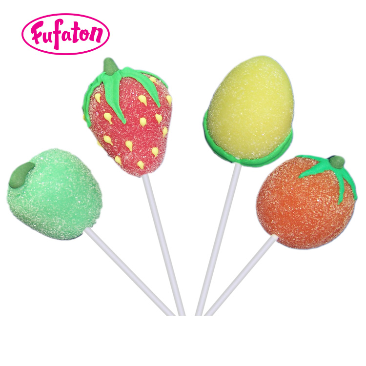 Fruit Shaped Jelly Lollipop Candy with Decorations