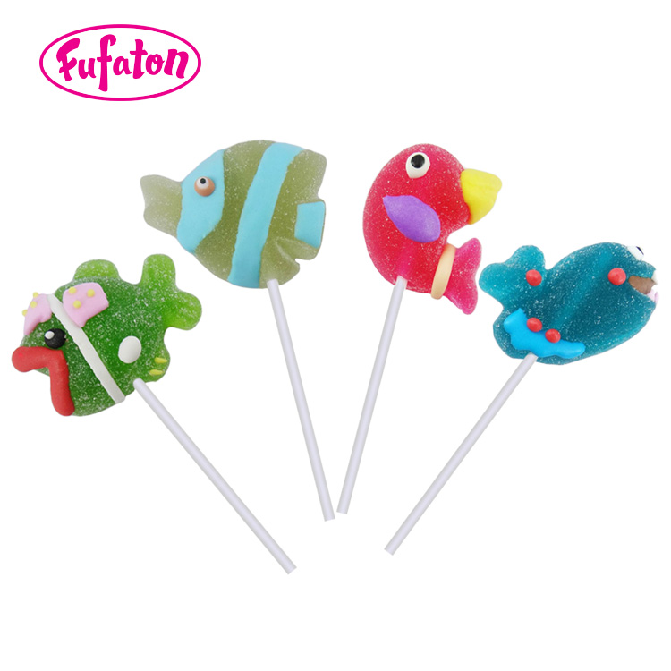 Fruit flavor Fish Shaped jelly candy lollipop
