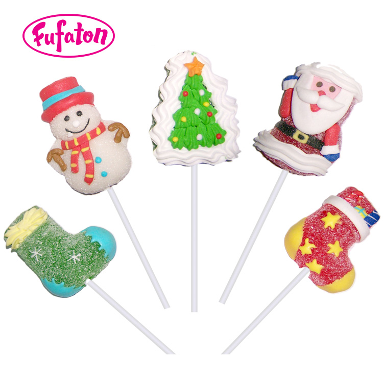 Cartoon shaped Christmas Jellypop with hand decoration