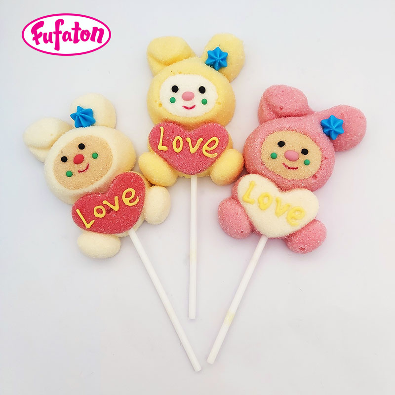 Rabbit Shaped Marshmallow Lollipop Candy | Animal Novelty Candy Manufacturer & Supplier