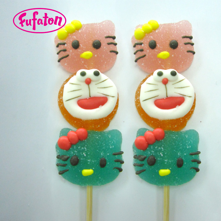 Kitty and cat shaped jelly lollipop candy Kebab