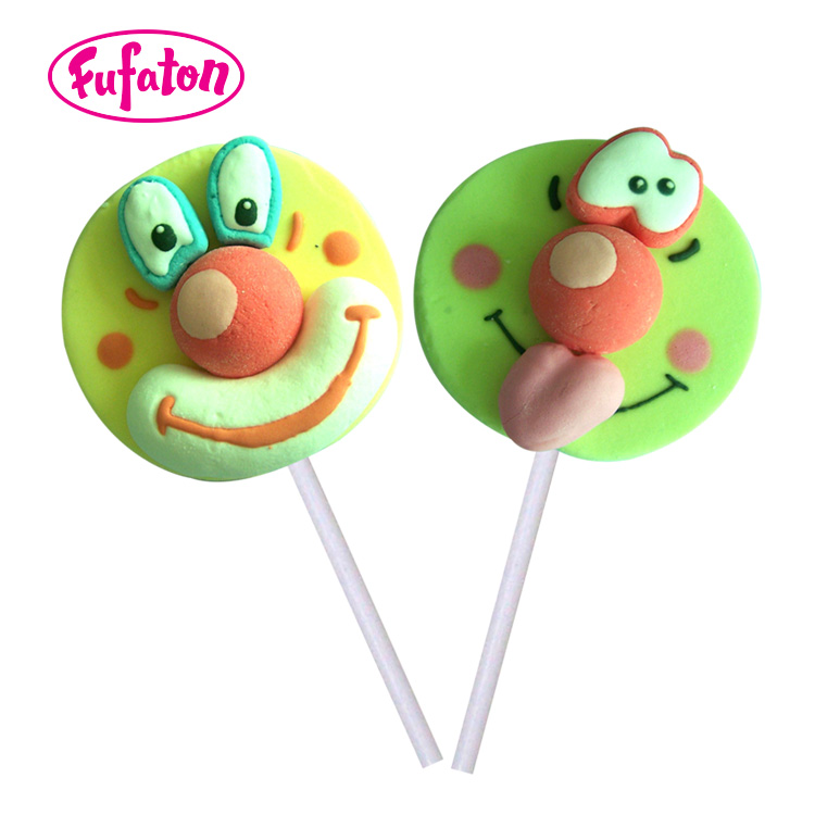 Funny face mallow lollipop candy
