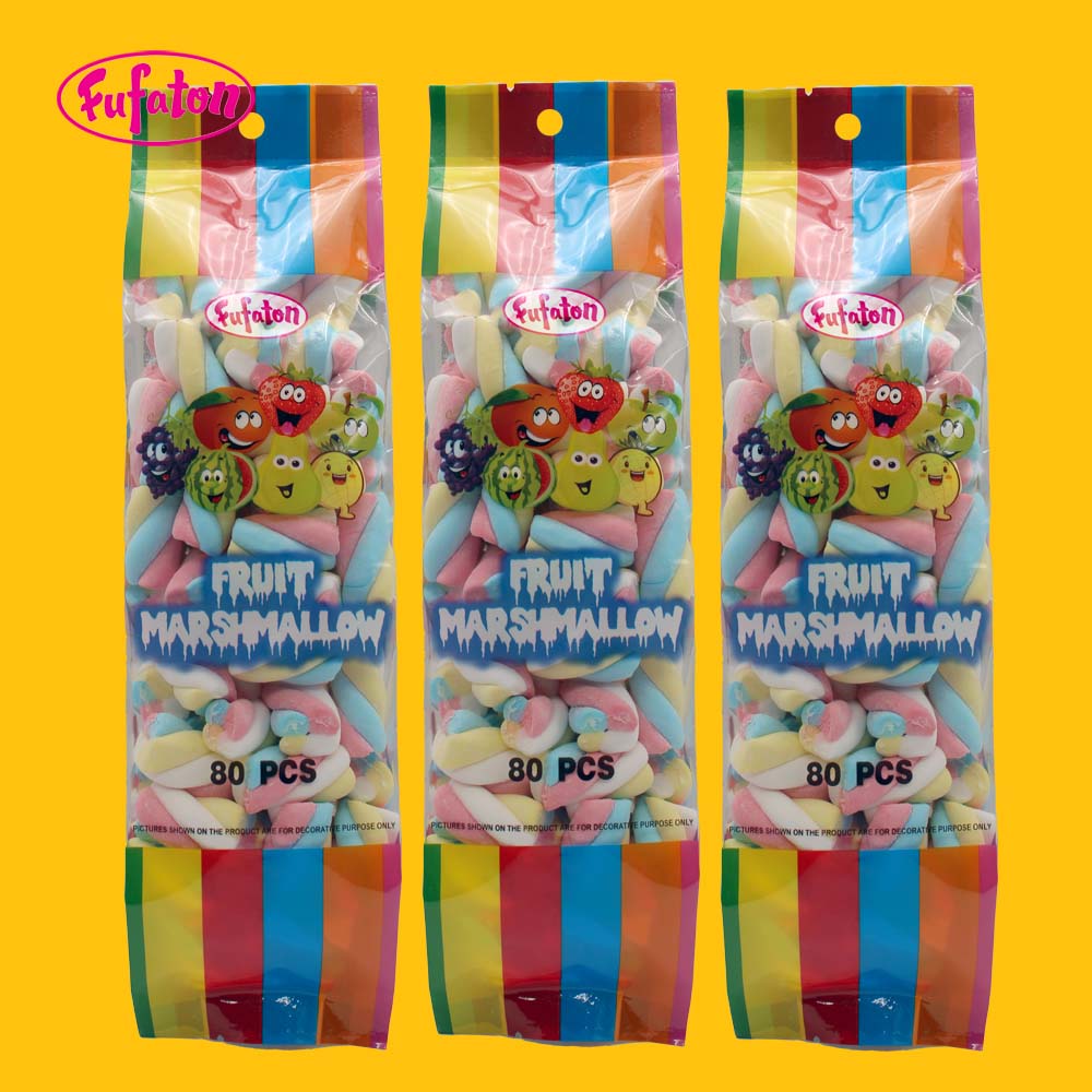 138g Pink and White Rainbow Twist Marshmallow Candy | Bulk Marshmallow Manufacturer & Supplier
