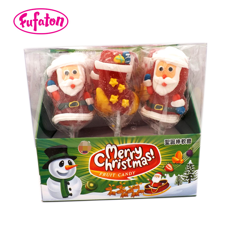 Cartoon shaped Christmas Jellypop with hand decoration