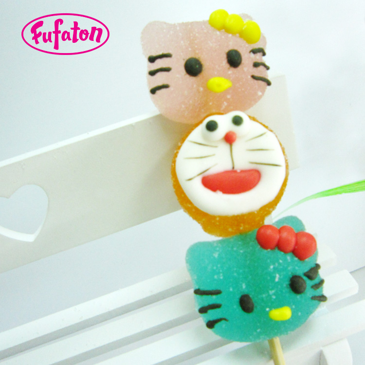 Kitty and cat shaped jelly lollipop candy Kebab