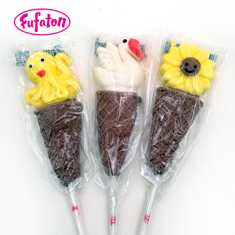 Ice Cream shaped Cartoon Marshmallow Lollipop Candy