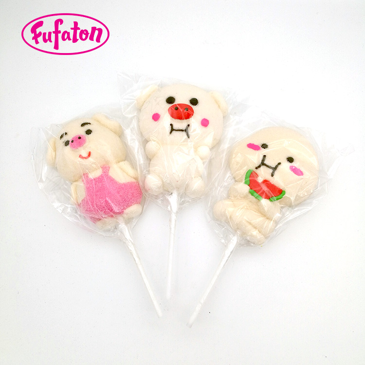 Lovely Piggy Shaped Marshmallow Lollipop Candy | OEM Candy Supplier