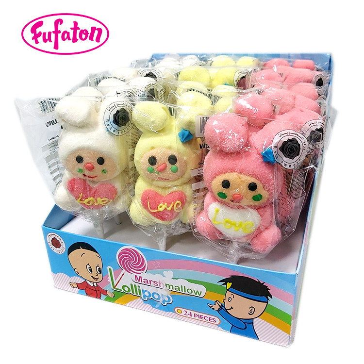 Rabbit Shaped Marshmallow Lollipop Candy | Animal Novelty Candy Manufacturer & Supplier