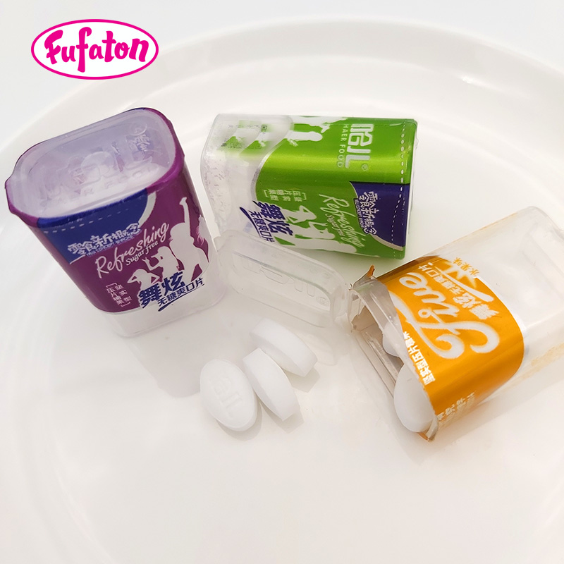 Small plastic bottle packing refreshing sorbitol fruit flavored mint sugar free pressed tablet Candy