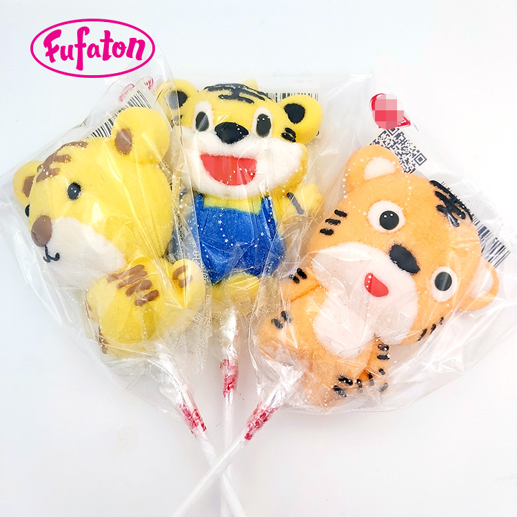 35g Tiger Shaped Marshmallow Lollipop Candy Wholesale | Animal Candy Manufacturer