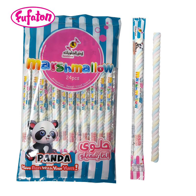 Halal Gelatin Natural Color Long Twist Marshmallow