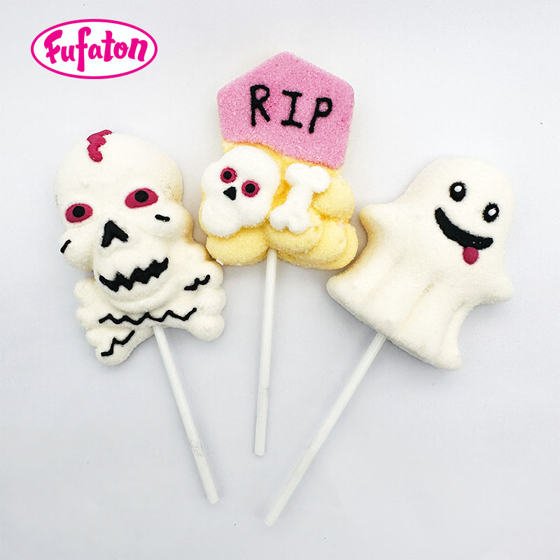 RIP Mummy White Ghost Shaped Halloween Marshmallow Lollipop Candy