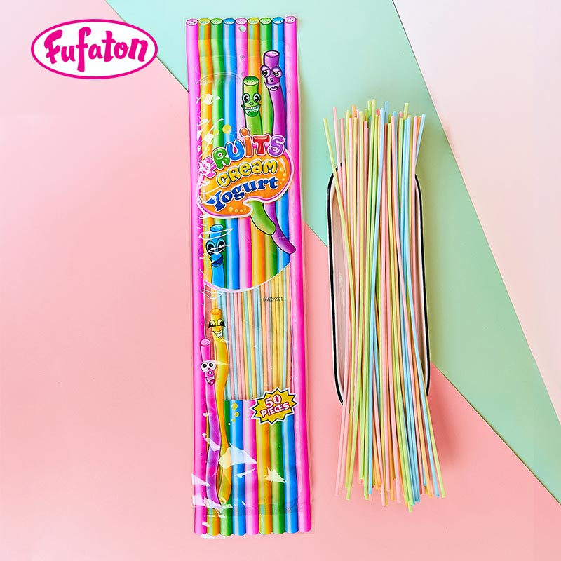 Fruit Flavored Colorful Glucose Straw Powder Candy CC Stick
