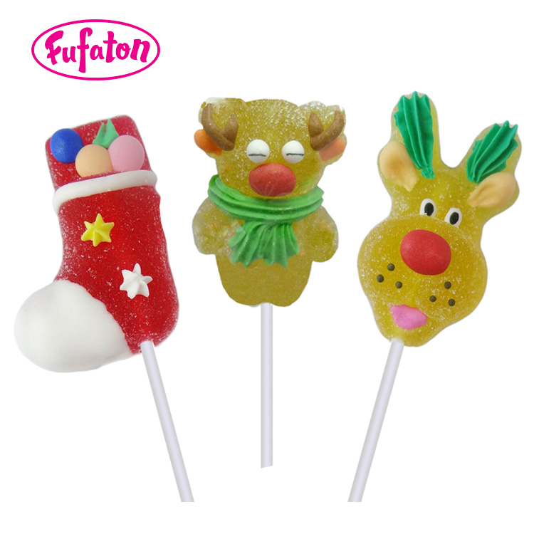 Reindeer shaped jelly lollipop candy for Christmas