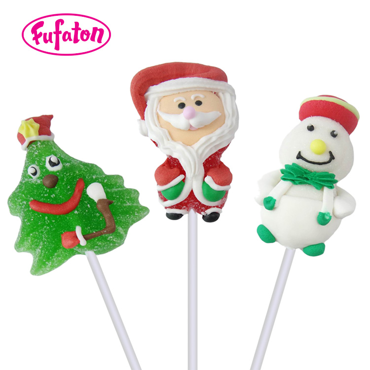 Santa Claus and snowman shaped jelly candy lollipop for Christmas