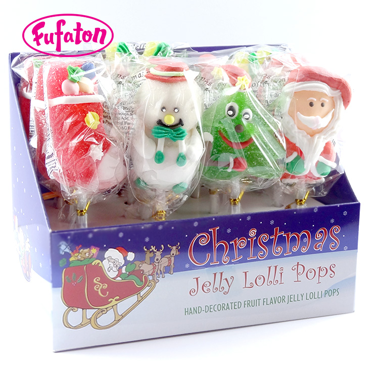 Santa Claus and snowman shaped jelly candy lollipop for Christmas